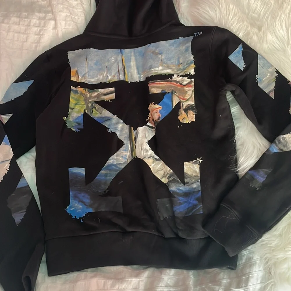 Off white multicolor oil monet painting zip hoodie XXS NWOT - Picture 8 of 9